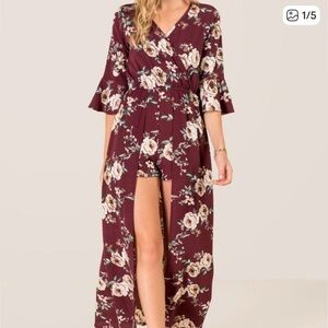Floral Romper Maxi Dress